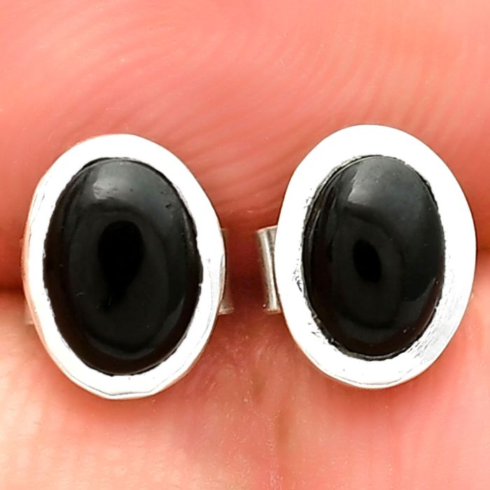Natural Black Onyx - Brazil Stud Earrings SDE73817 E-1018, 4x6 mm