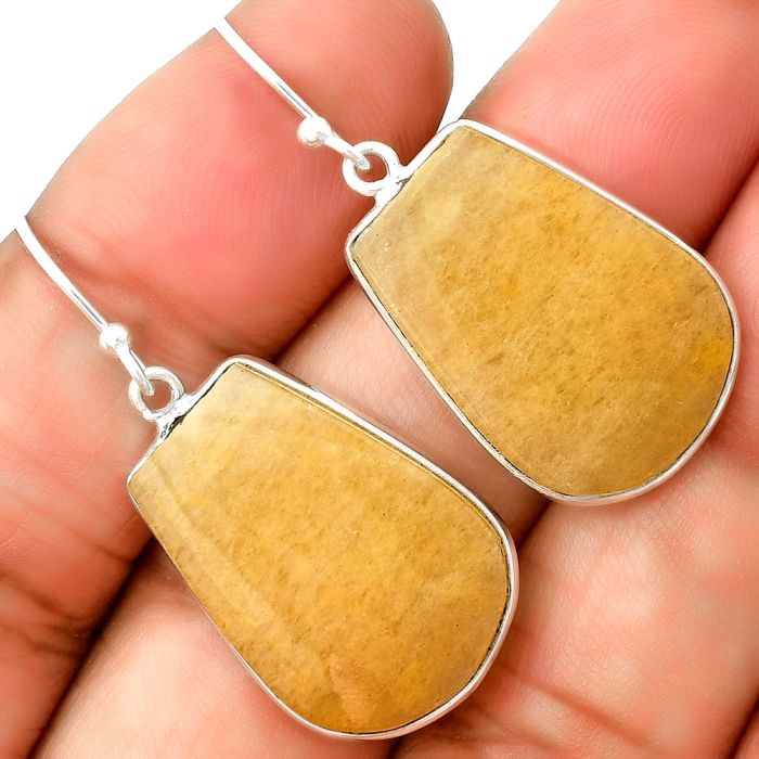 Natural Honey Aragonite Earrings SDE74777 E-1001, 16x22 mm