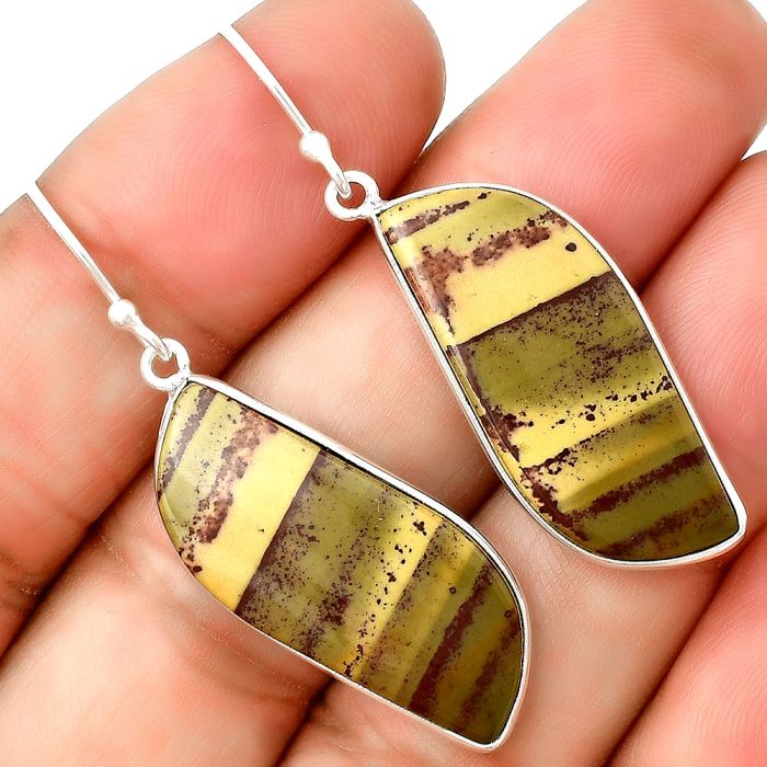 Natural Australian Imperial Jasper Earrings SDE74912 E-1001, 12x29 mm