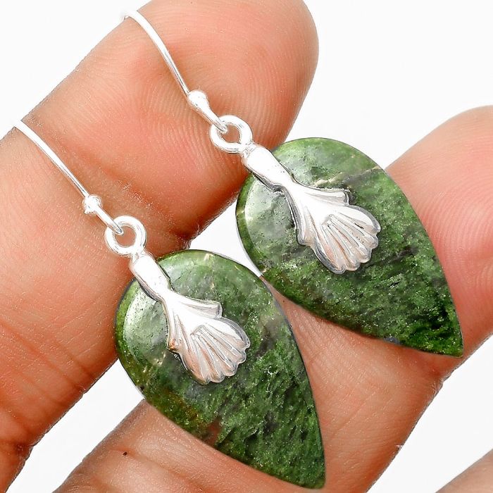 Natural Serpentine Earrings SDE75291 E-1137, 15x26 mm