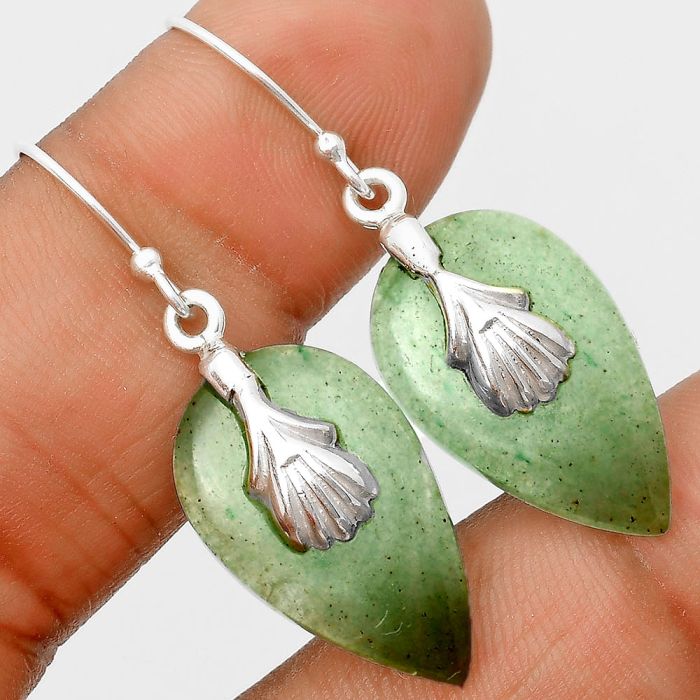 Green Aventurine Earrings SDE75312 E-1137, 14x23 mm