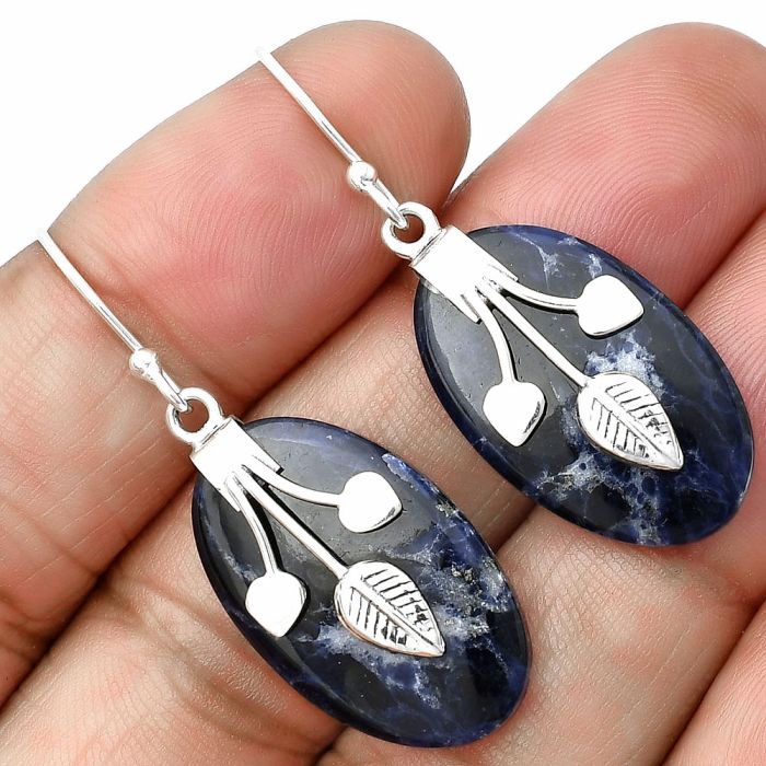 Sodalite Earrings SDE75396 E-1233, 15x25 mm