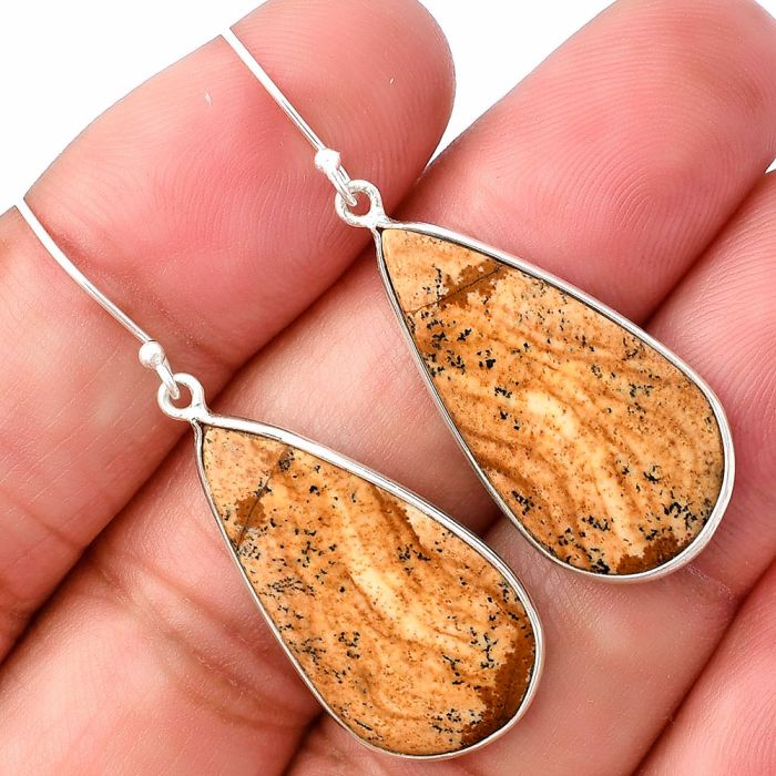 Picture Jasper Earrings SDE75832 E-1001, 14x26 mm