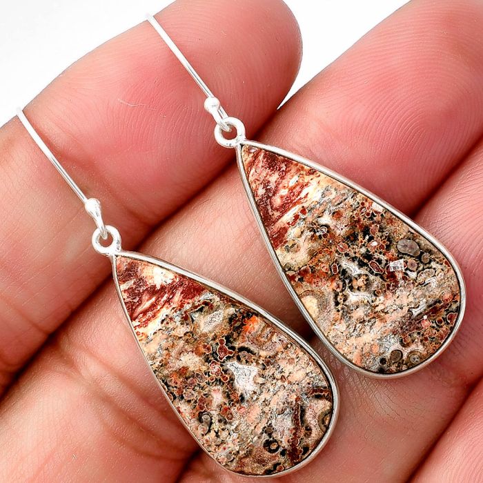 Leopard Skin Jasper Earrings SDE76072 E-1001, 14x27 mm