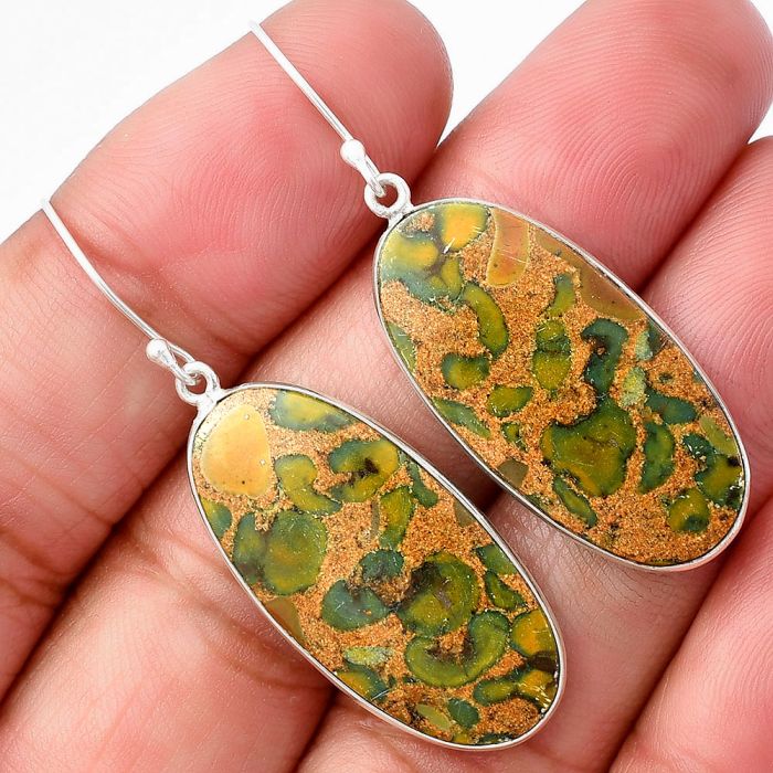 Fruit Jasper Earrings SDE76109 E-1001, 14x29 mm