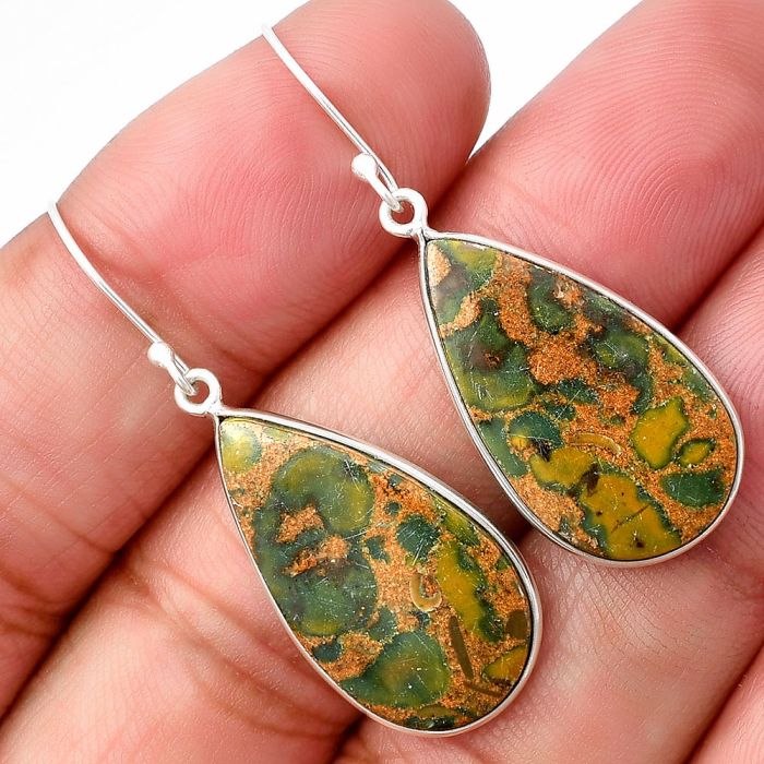 Fruit Jasper Earrings SDE76110 E-1001, 13x24 mm