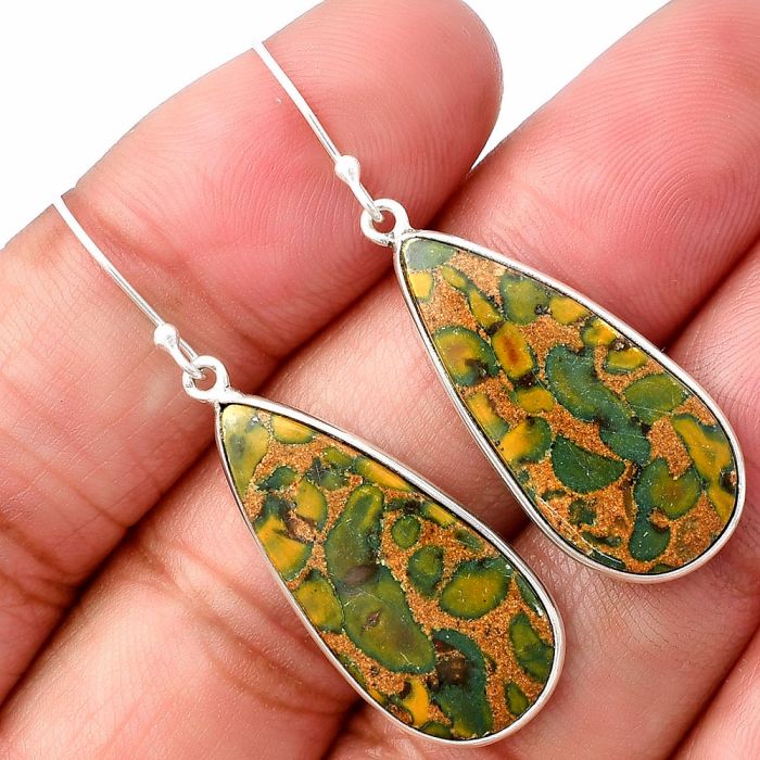 Fruit Jasper Earrings SDE76111 E-1001, 12x27 mm