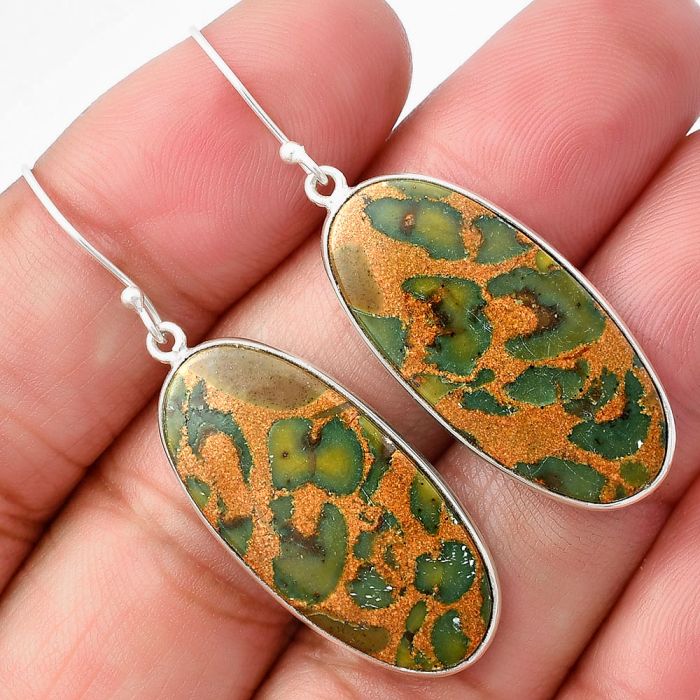 Fruit Jasper Earrings SDE76116 E-1001, 14x29 mm