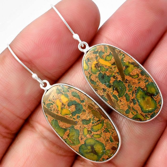 Fruit Jasper Earrings SDE76117 E-1001, 14x26 mm