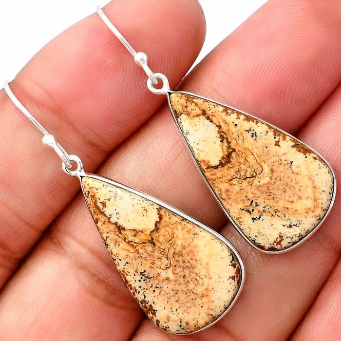 Picture Jasper Earrings SDE76869 E-1001, 15x26 mm