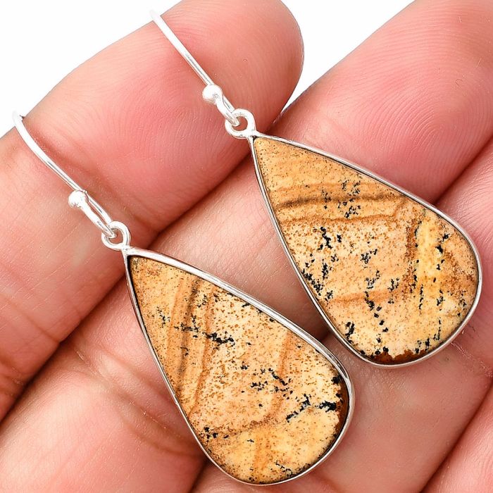 Picture Jasper Earrings SDE77076 E-1001, 15x26 mm