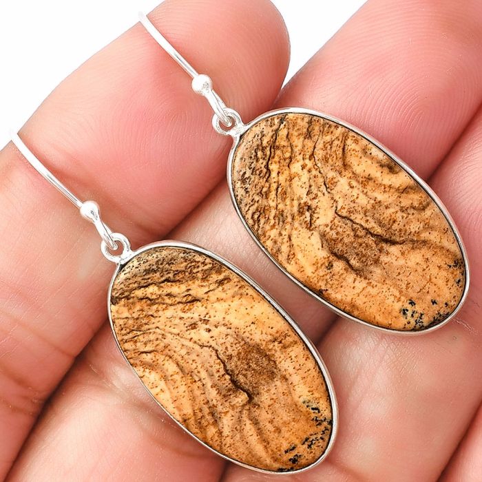 Picture Jasper Earrings SDE77080 E-1001, 15x26 mm