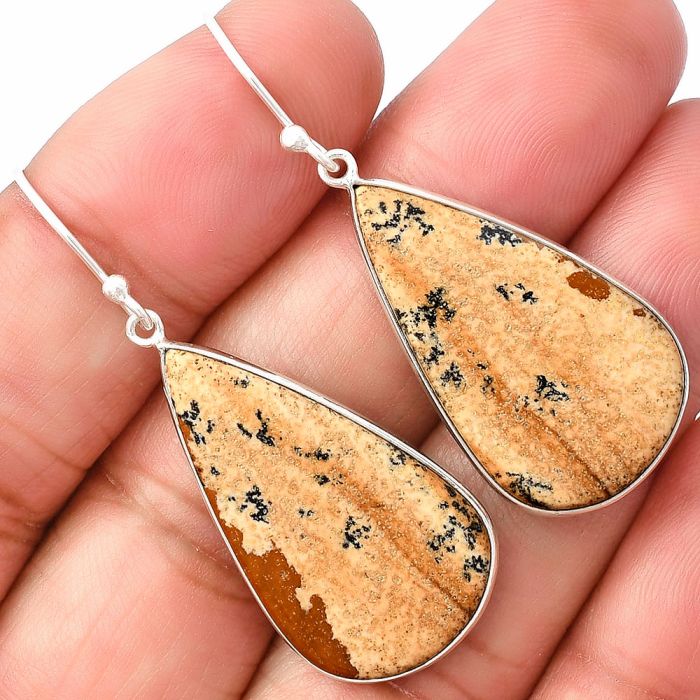 Picture Jasper Earrings SDE77082 E-1001, 17x26 mm