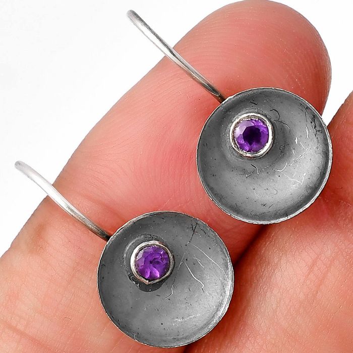 African Amethyst Earrings SDE77236 E-1241, 3x3 mm