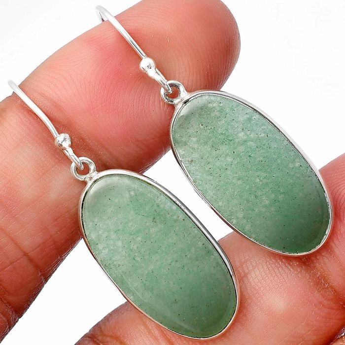 Green Aventurine Earrings SDE77635 E-1001, 12x23 mm