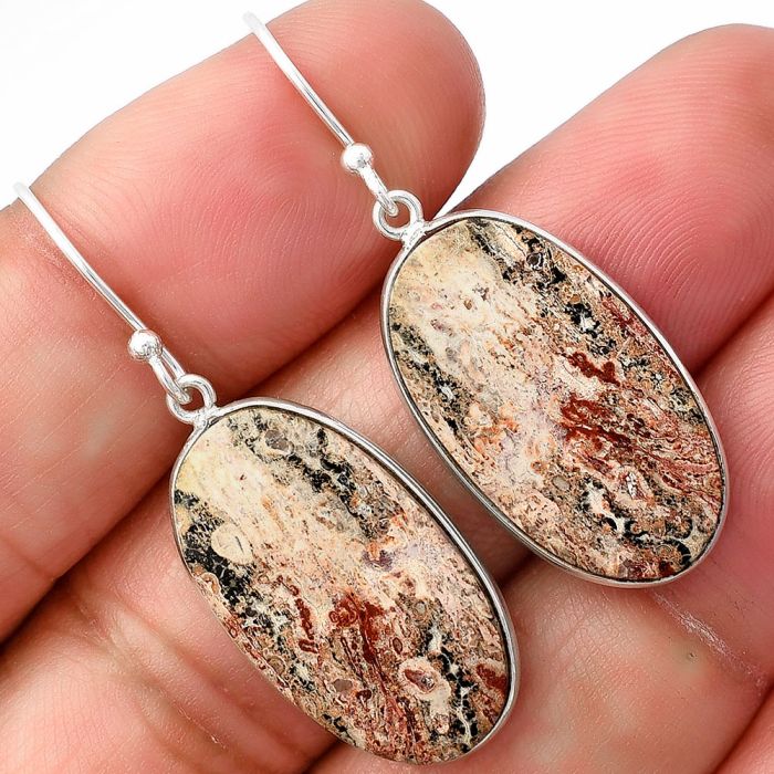 Leopard Skin Jasper Earrings SDE77638 E-1001, 13x23 mm