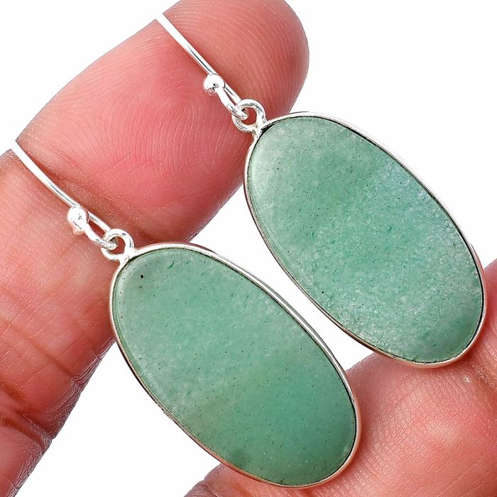 Green Aventurine Earrings SDE78159 E-1001, 14x26 mm