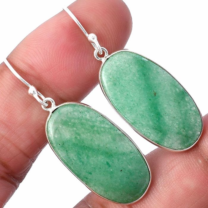 Green Aventurine Earrings SDE78170 E-1001, 13x25 mm