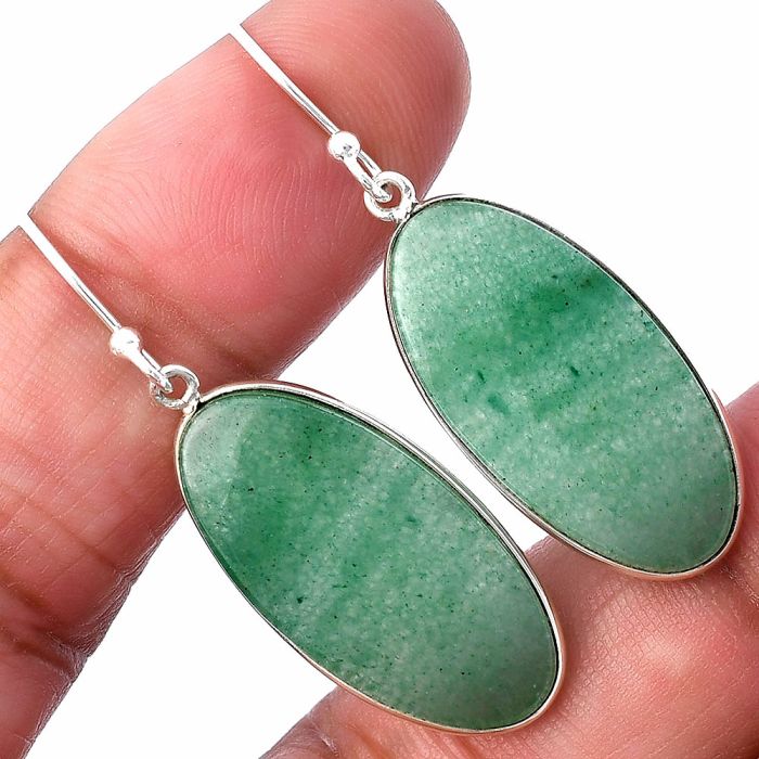 Green Aventurine Earrings SDE78171 E-1001, 13x27 mm