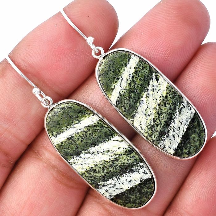 Natural Chrysotile Earrings SDE78360 E-1001, 14x31 mm