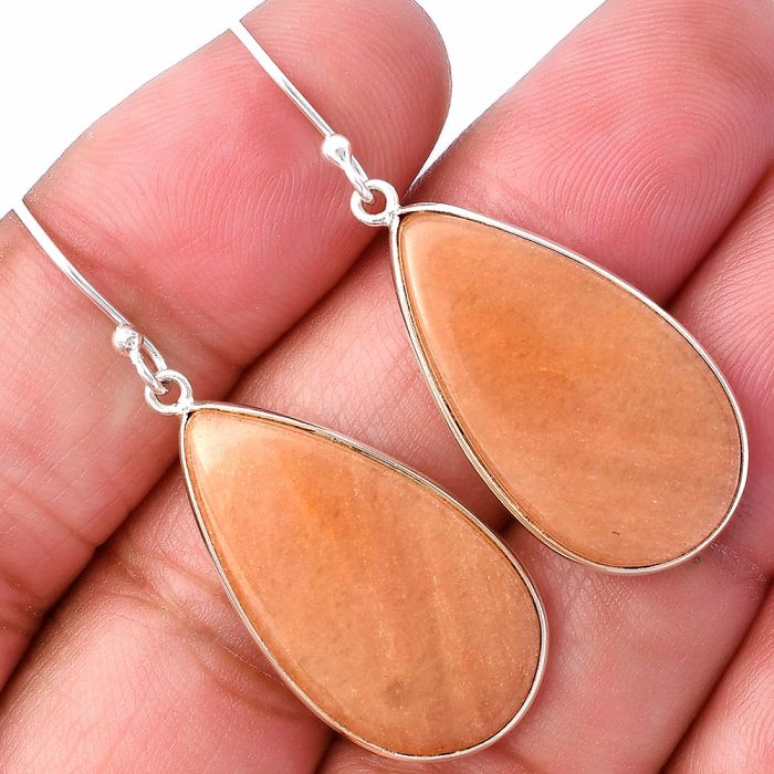 Orange Aventurine Earrings SDE78506 E-1001, 15x27 mm