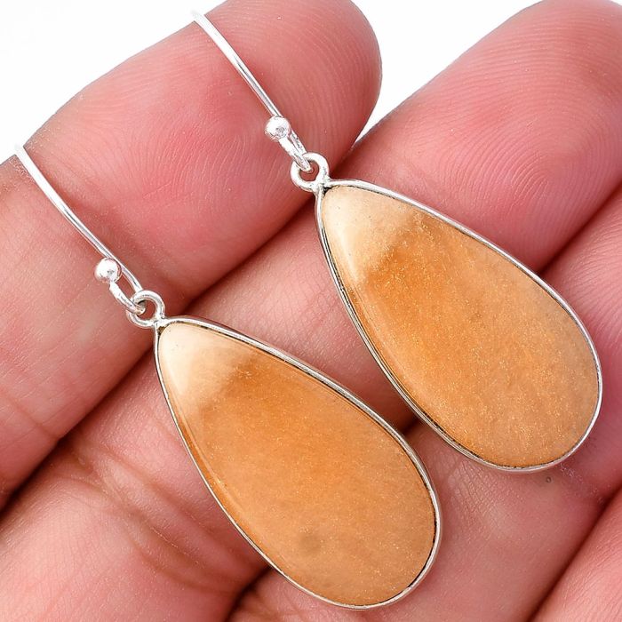 Orange Aventurine Earrings SDE78518 E-1001, 13x26 mm