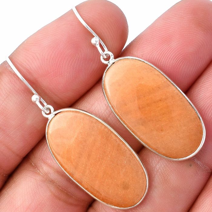 Orange Aventurine Earrings SDE78539 E-1001, 14x26 mm