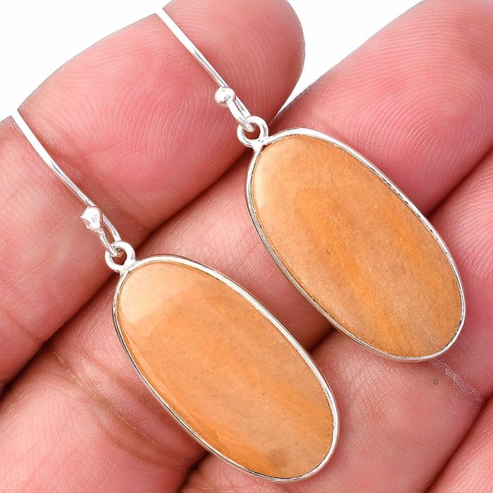 Orange Aventurine Earrings SDE78541 E-1001, 12x25 mm