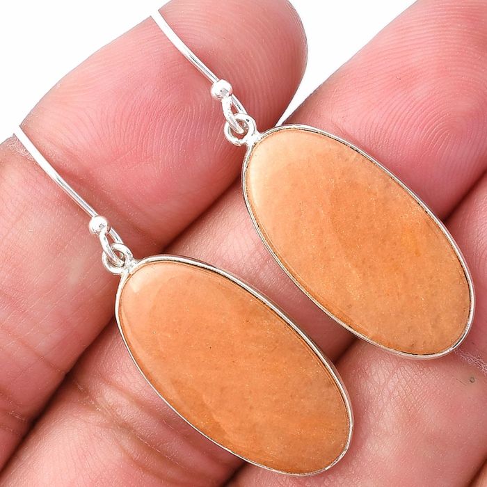 Orange Aventurine Earrings SDE78545 E-1001, 12x25 mm