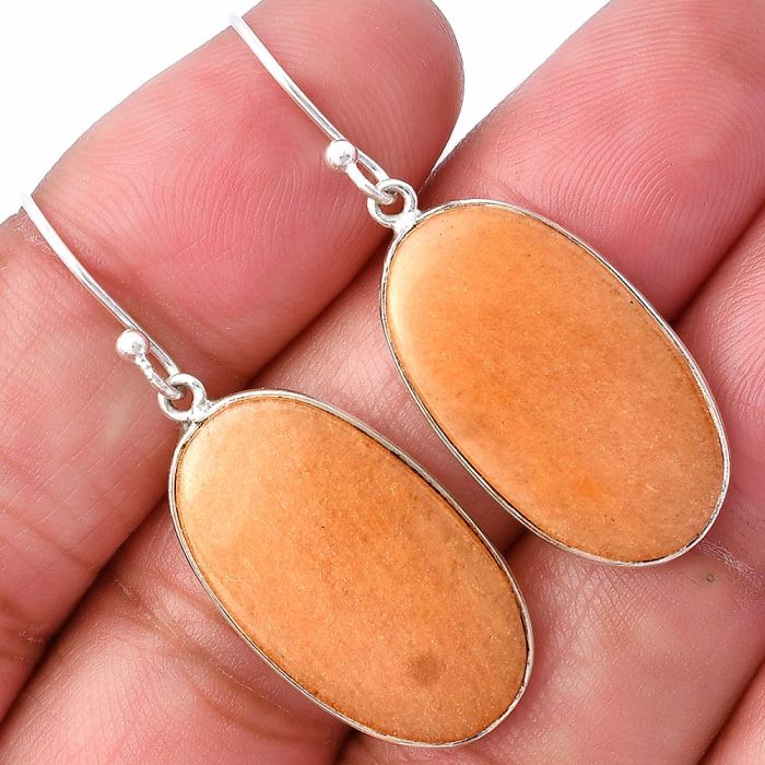 Orange Aventurine Earrings SDE78547 E-1001, 14x25 mm