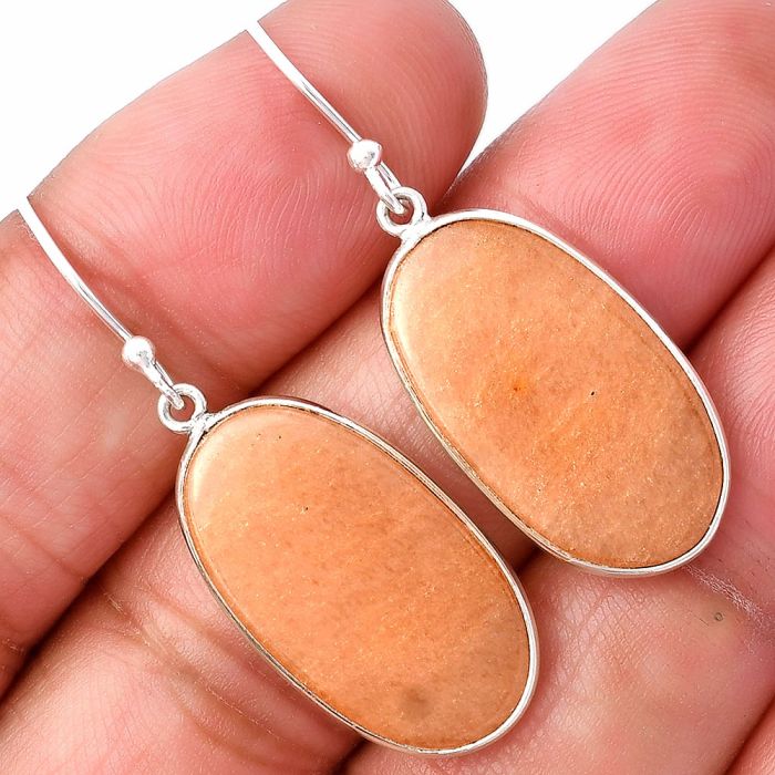 Orange Aventurine Earrings SDE78548 E-1001, 13x23 mm