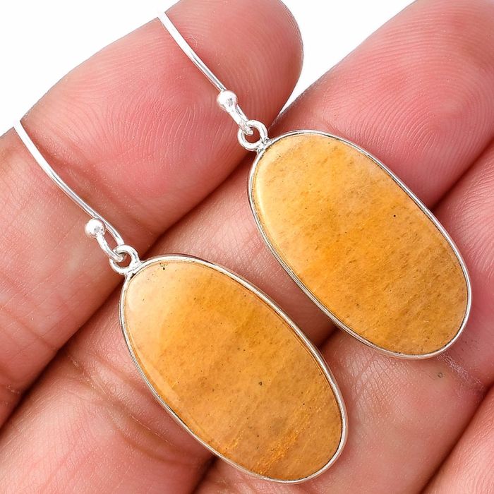 Orange Aventurine Earrings SDE78549 E-1001, 14x25 mm