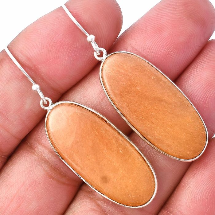 Orange Aventurine Earrings SDE78553 E-1001, 14x31 mm