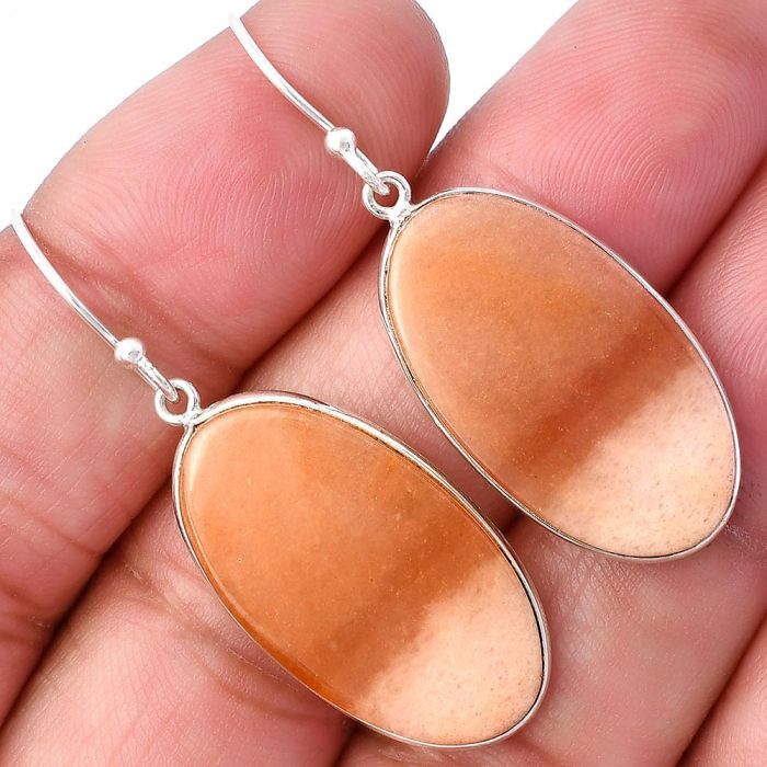 Orange Aventurine Earrings SDE78558 E-1001, 15x26 mm