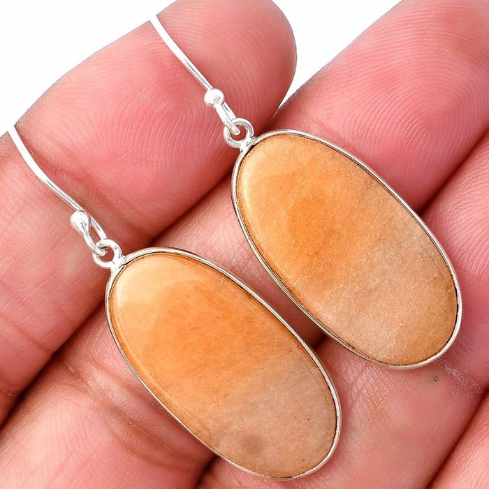 Orange Aventurine Earrings SDE78560 E-1001, 13x26 mm