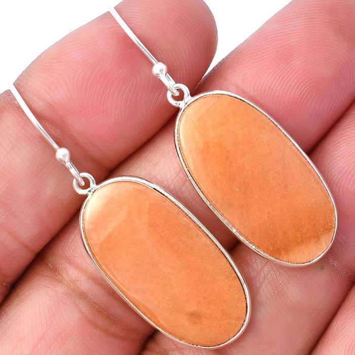 Orange Aventurine Earrings SDE78568 E-1001, 13x25 mm