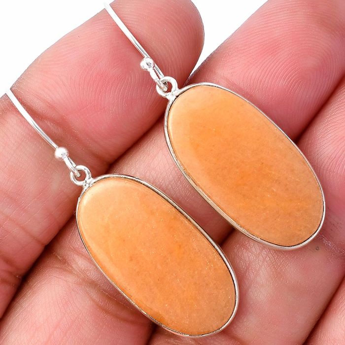 Orange Aventurine Earrings SDE78570 E-1001, 13x26 mm