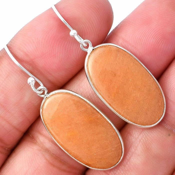 Orange Aventurine Earrings SDE78571 E-1001, 13x23 mm