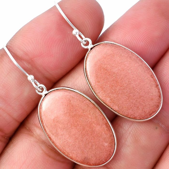 Pink Aventurine Earrings SDE78577 E-1001, 15x24 mm