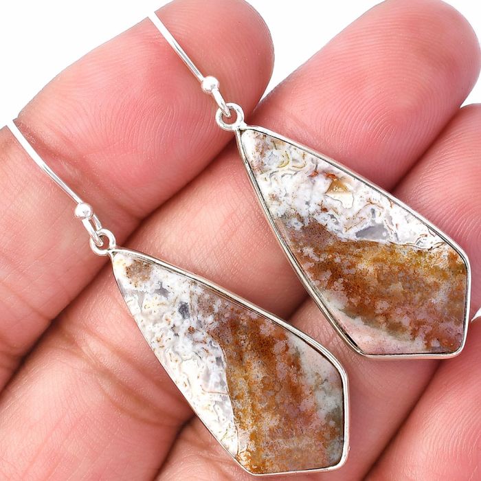 Oregon Red Moss Agate Earrings SDE78604 E-1001, 14x31 mm