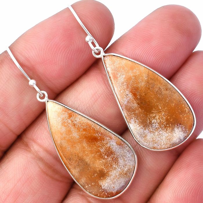 Oregon Red Moss Agate Earrings SDE78611 E-1001, 15x28 mm