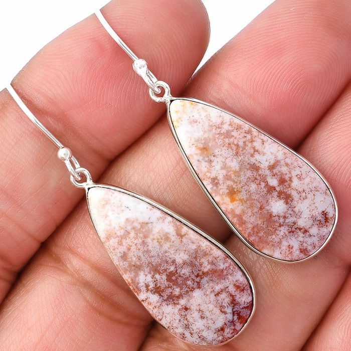 Oregon Red Moss Agate Earrings SDE78619 E-1001, 13x27 mm