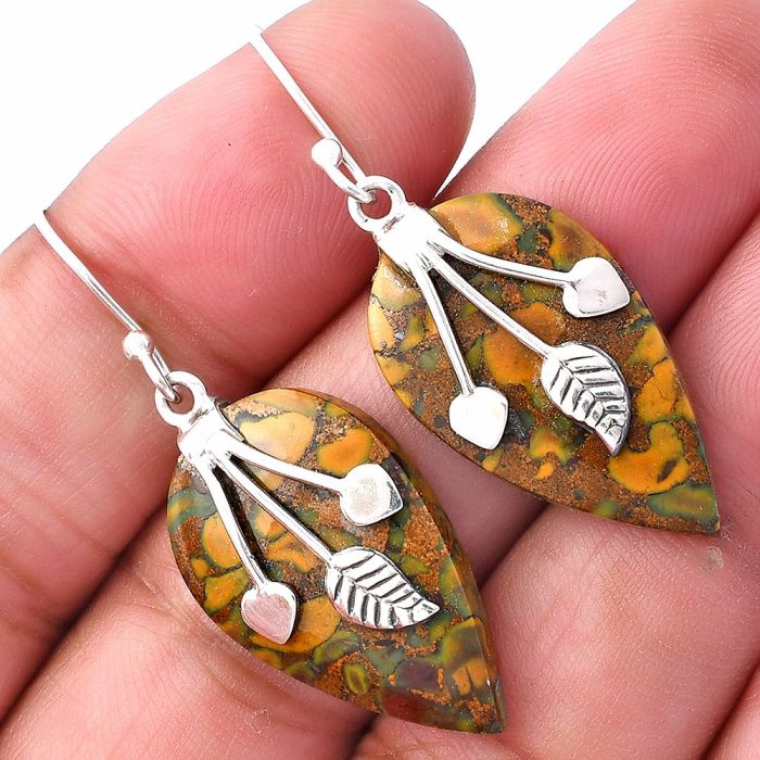 Fruit Jasper Earrings SDE79274 E-1233, 15x26 mm