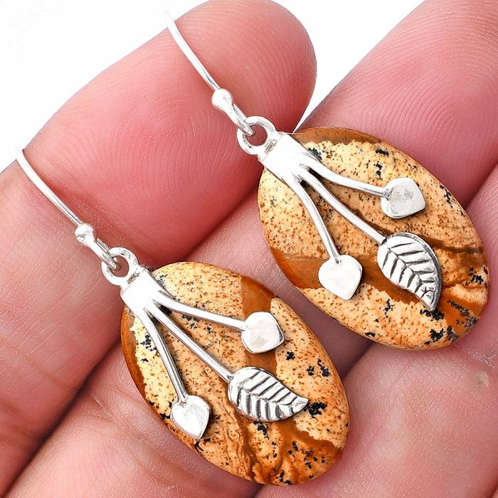 Picture Jasper Earrings SDE79278 E-1233, 15x23 mm