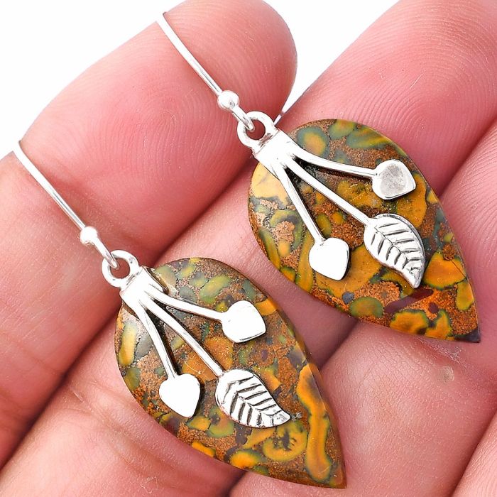 Fruit Jasper Earrings SDE79279 E-1233, 15x26 mm