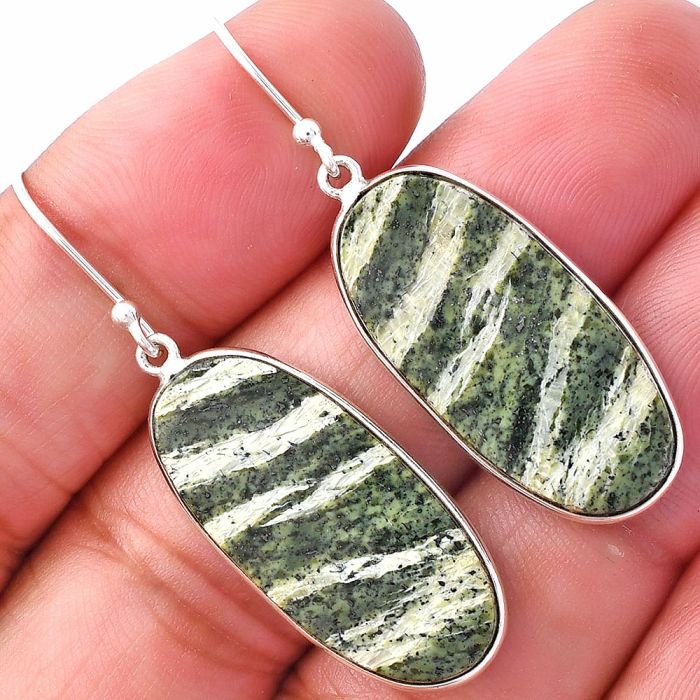 Natural Chrysotile Earrings SDE79450 E-1001, 13x27 mm