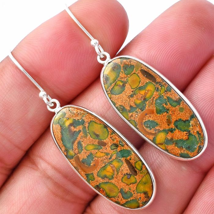 Bamboo Jasper Earrings SDE79476 E-1001, 12x28 mm