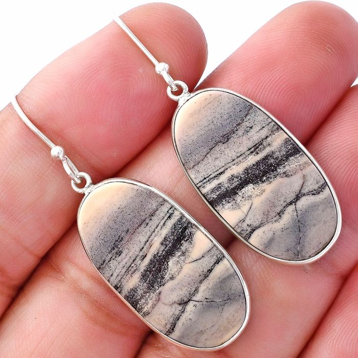 Porcelain Jasper Earrings SDE79728 E-1001, 14x27 mm