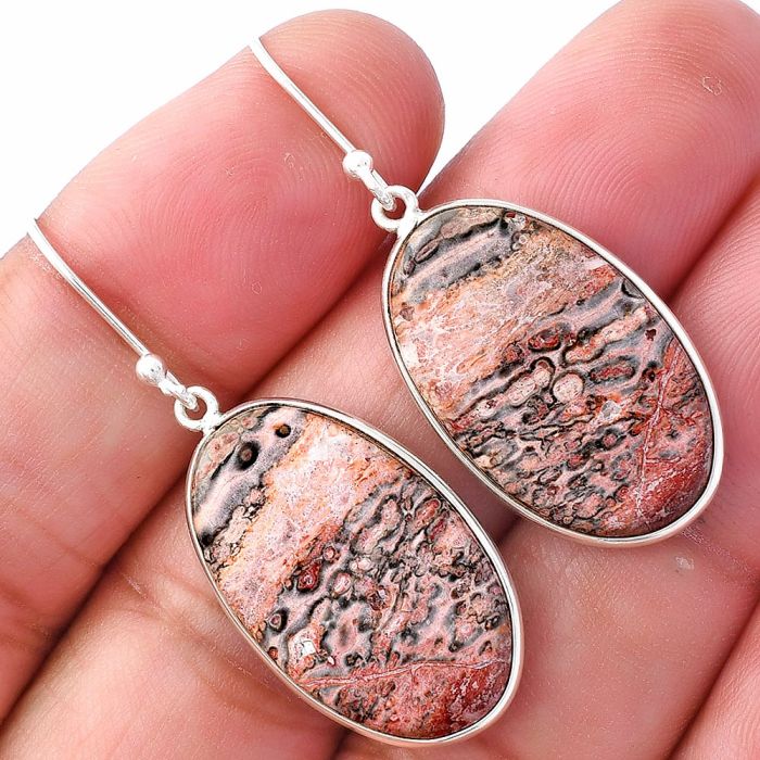 Leopard Skin Jasper Earrings SDE79817 E-1001, 15x24 mm