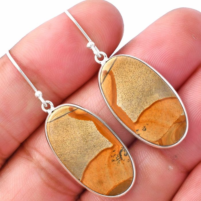 Picture Jasper Earrings SDE79895 E-1001, 14x25 mm